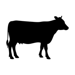Cow silhouette vector illustration farm animal livestock cattle mammal dairy beef agriculture black and white art
