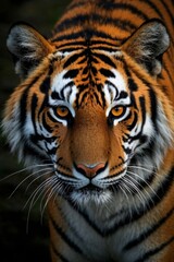 there is a tiger that is looking at the camera