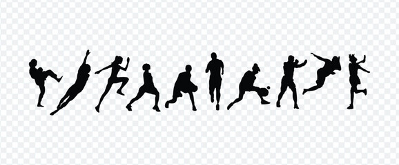 Male soccer player silhouette vector on a white background. Vector illustration of a silhouette of people.