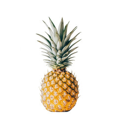 Fototapeta premium Pineapple with green leaves isolated on transparent background