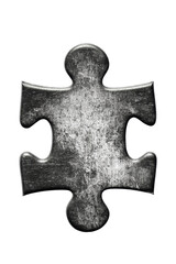Isolated Grungy Metal Jigsaw Puzzle Piece