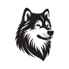 Canadian Inuit Dog Head Silhouette Vector Illustration White Background