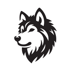 Canadian Inuit Dog Head Silhouette Vector Illustration White Background