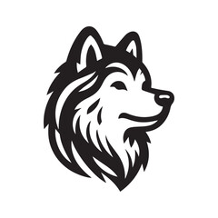 Canadian Inuit Dog Head Silhouette Vector Illustration White Background