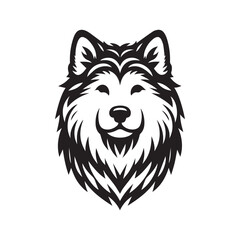 Canadian Inuit Dog Head Silhouette Vector Illustration White Background