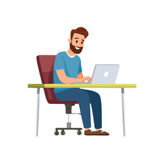 young man working on laptop