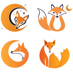 Moon and Fox Themed Logo Collection with Stylish Designs