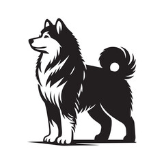 Canadian Inuit Dog Silhouette Vector Illustration White Background 