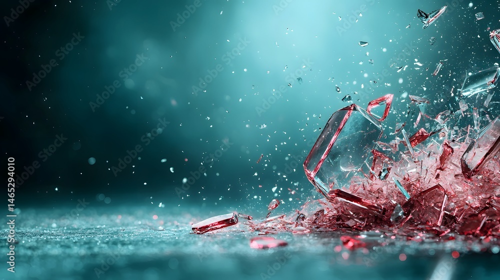 Poster mesmerizing abstract image of shattered glass fragments in vibrant colors creating a dynamic futuris