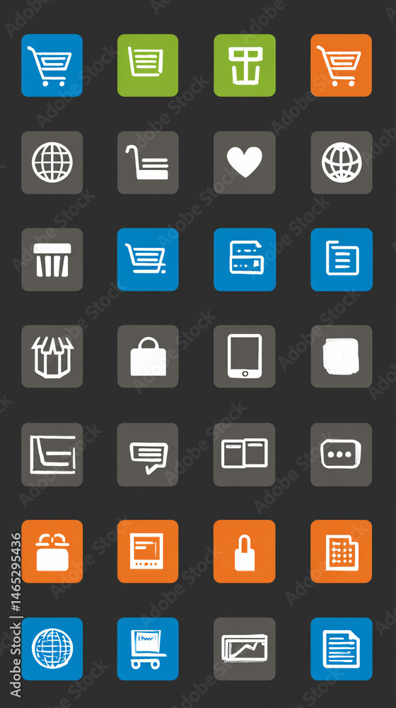Poster global market icon set for web and mobile applications