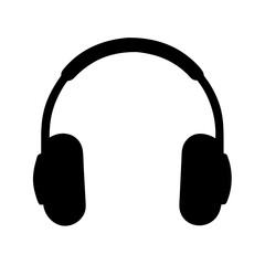 Headphones music audio sound listen dj wireless headset earphone stereo technology device black silhouette