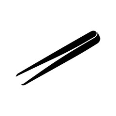 Precision Tool: A close-up, high-angle shot of a sleek, professional pair of tweezers on a clear surface, ready for a precise task, its minimalist design adding to the tool's allure. 