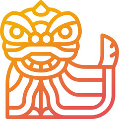 lion dance gradient line icon