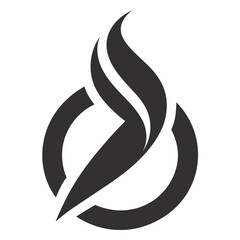 abstract stylized flame, minimalist black and white symbol, simple geometric fire icon, digital art vector graphic
