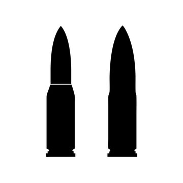 Ammunition bullet cartridge firearm projectile weapon gun shot round rifle pistol black silhouette