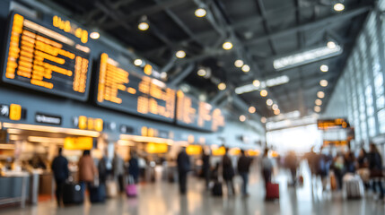Busy Airport Terminal Departure Board Showing Flight Information for Travelers