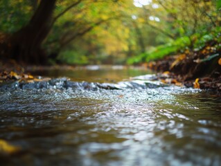 Ripples flicker blur stream hazy background softly shows