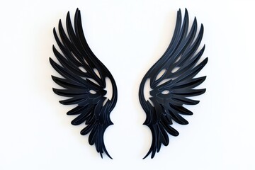 Fototapeta premium A bold pair of black angel wings, cut out and placed on an isolated white background