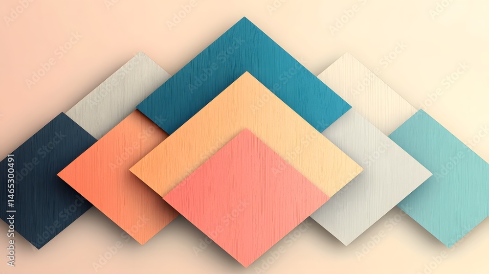 Poster minimal overlapping pastel triangles abstract geometric design
