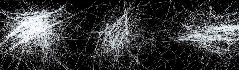 White fibers, dark background, abstract art