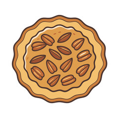 Illustration of a delicious pecan pie dessert with nutty topping baked pastry treat sweet food