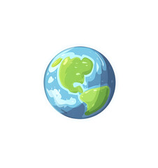 Cartoon Earth Globe with Blue Oceans and Green Continents