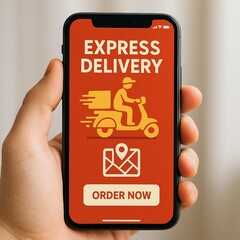 Express delivery service app on smartphone