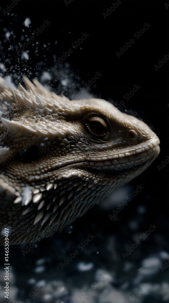 Poster magical creature emerging from a splash of water copy blank space at rear end for text