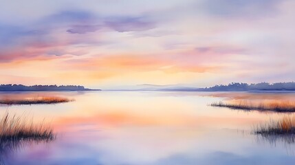 Obraz premium Tranquil sunrise over water