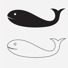 Fototapeta premium Whale Silhouette Trio: Minimalist Marine Illustration