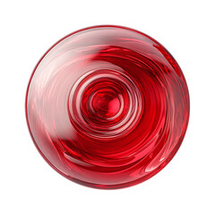 red glass hand spinning top view in 3D render style isolated on transparent background