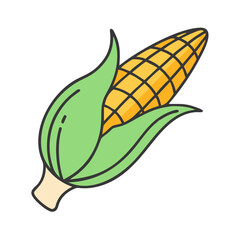 Illustration of corn on the cob, maize, agriculture, vegetable, food, harvest, and healthy eating