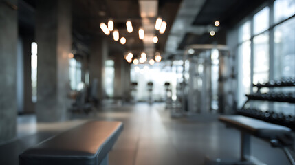 Modern Fitness Center Interior Design Blurred Background Gym Equipment Workout Wellness Health