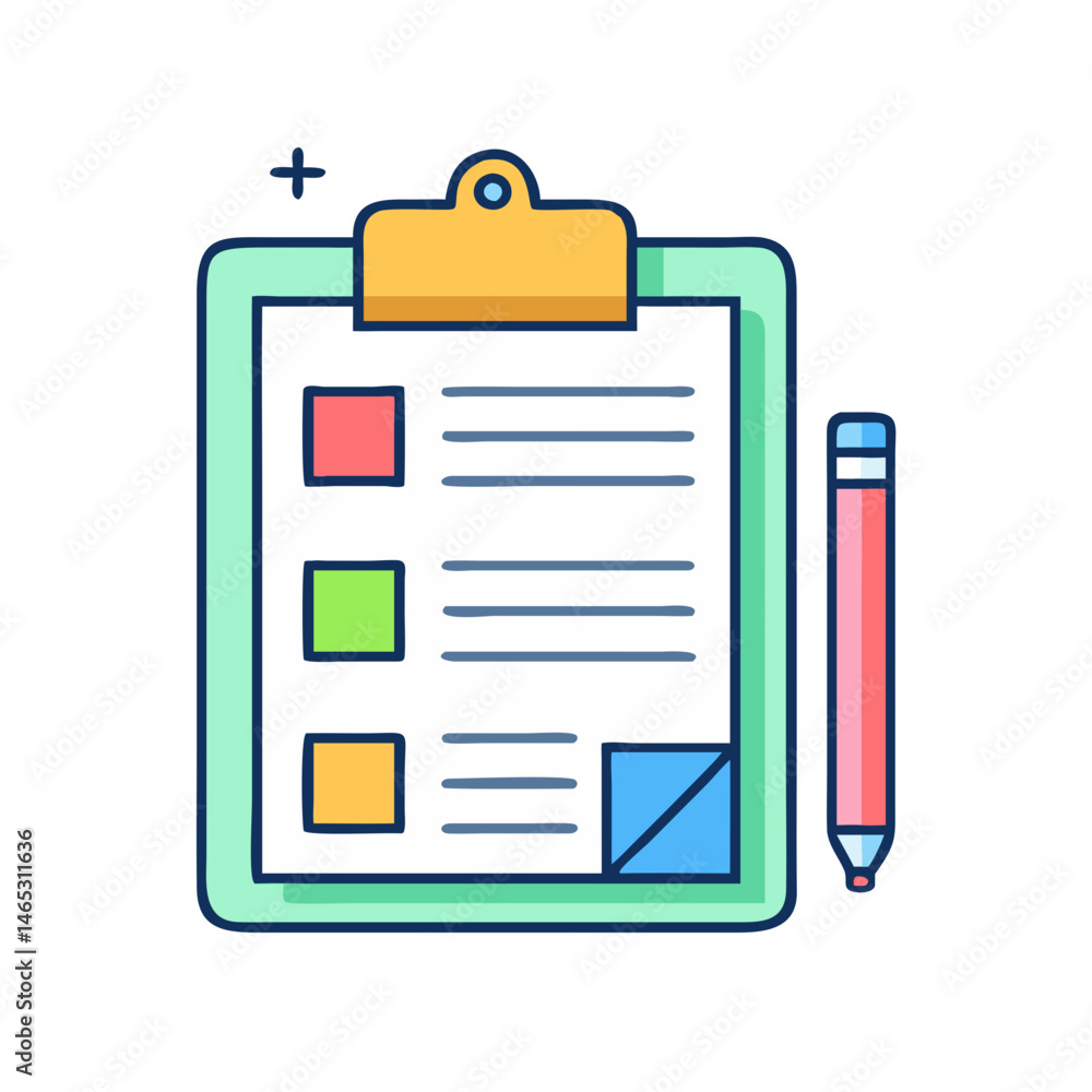 Poster clipboard checklist task list to do list with pencil planning organization project management note