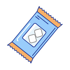 Illustration of sugar free gum chewing gum pack with squares candy sweets blue wrapper snack food