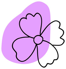 The sticker features a purple and white flower with thick black outlines and overlapping petals, giving it a playful and bold look.
