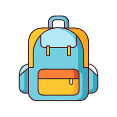 Illustration of a blue backpack with yellow accents school bag travel rucksack knapsack daypack gear