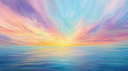 Vibrant sky and water abstract landscape of serene colors