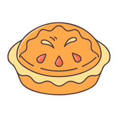 Delicious pie dessert food sweet baked pastry homemade bakery crust tasty filling vector graphic