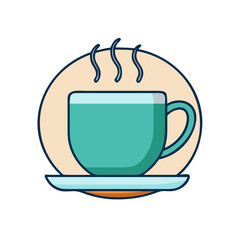 Illustration of a steaming hot cup of tea coffee drink beverage on a saucer in vector art