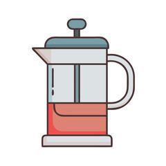 Illustration of french press coffee maker coffee brewing equipment coffee press kitchen appliance design