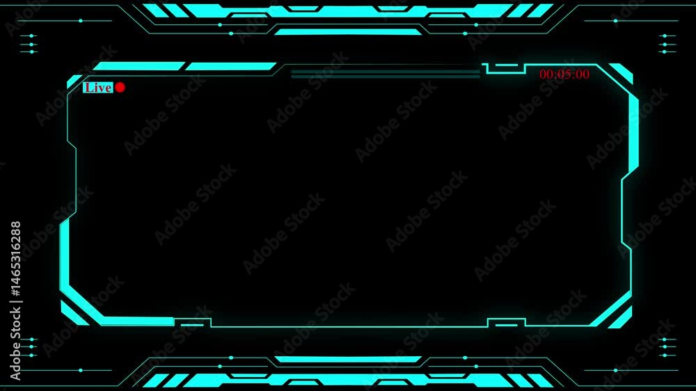 Fototapete abstract technology hud frame background. with live frame computer interface hud motion texture. fut