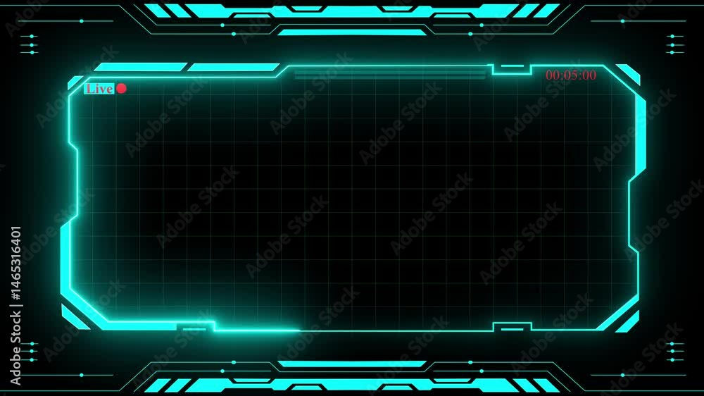 Fototapete abstract technology hud frame background. with live frame computer interface hud motion texture. fut