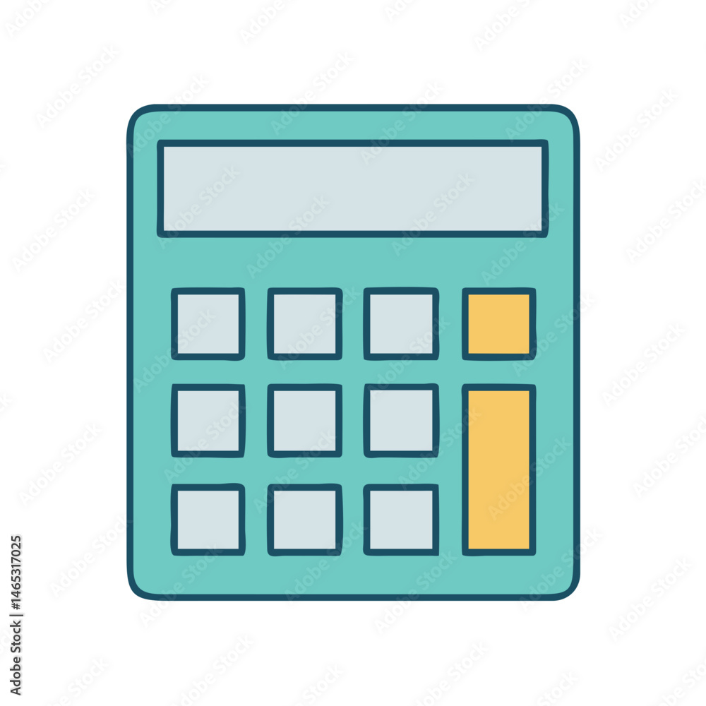 Poster illustration of calculator math finance accounting business calculation device tool adding machine