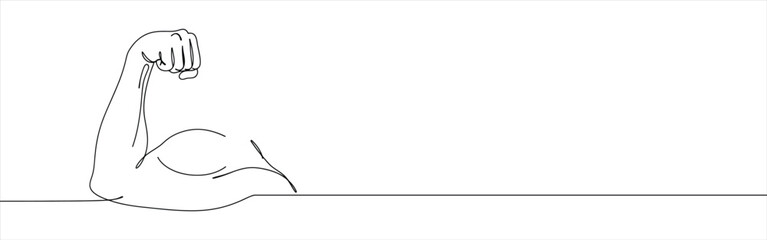 Obraz premium Bicep muscle continuous one line drawing. Strong bodybuilder arm.