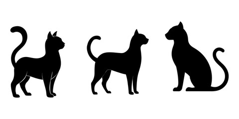 Cat Silhouette Illustration Set, Cat Icon Set