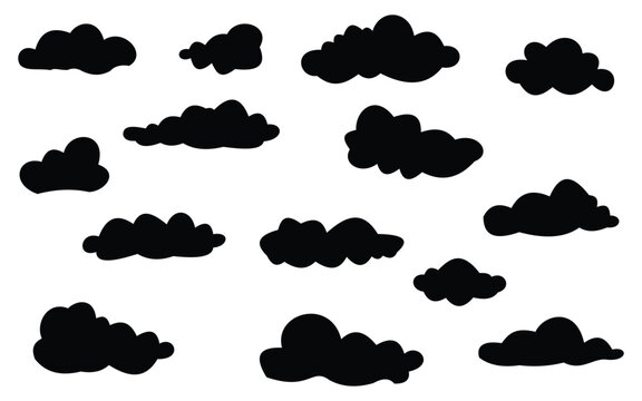Silhouetted, Cloudscape, Vector, Collection, Black, Clouds, Sky