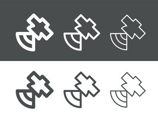 The satellite (sputnik) icon. A symbol of the signal, space and technology. An attribute of communication and data transmission. An artificial satellite of the Earth. A space aircraft.