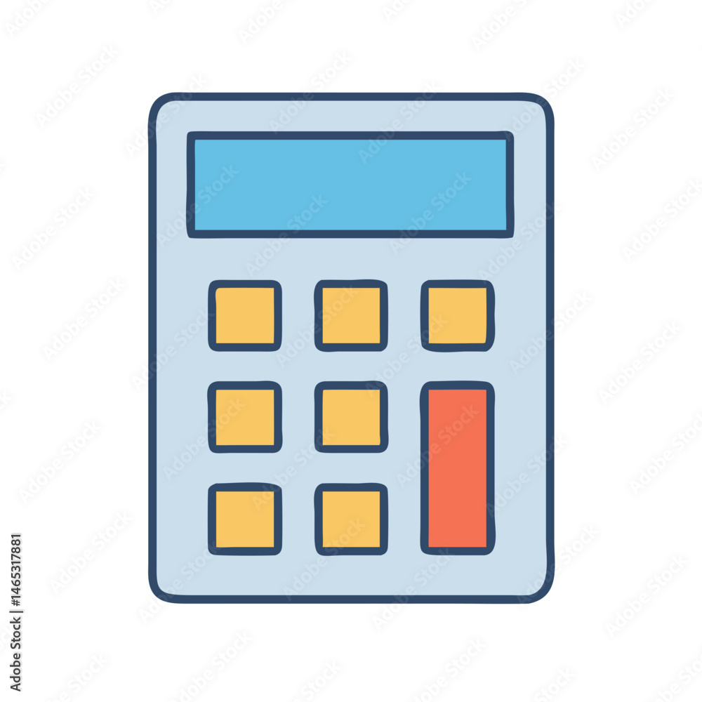 Poster illustration of calculator accounting finance math calculation mathematics mathematical device tool 