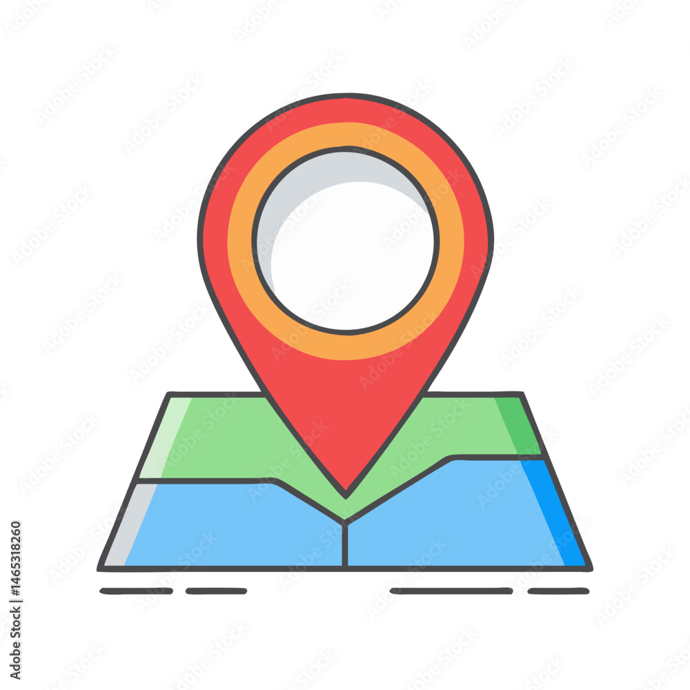 Poster map location pin pointer icon vector gps navigation travel destination marker symbol position sign r